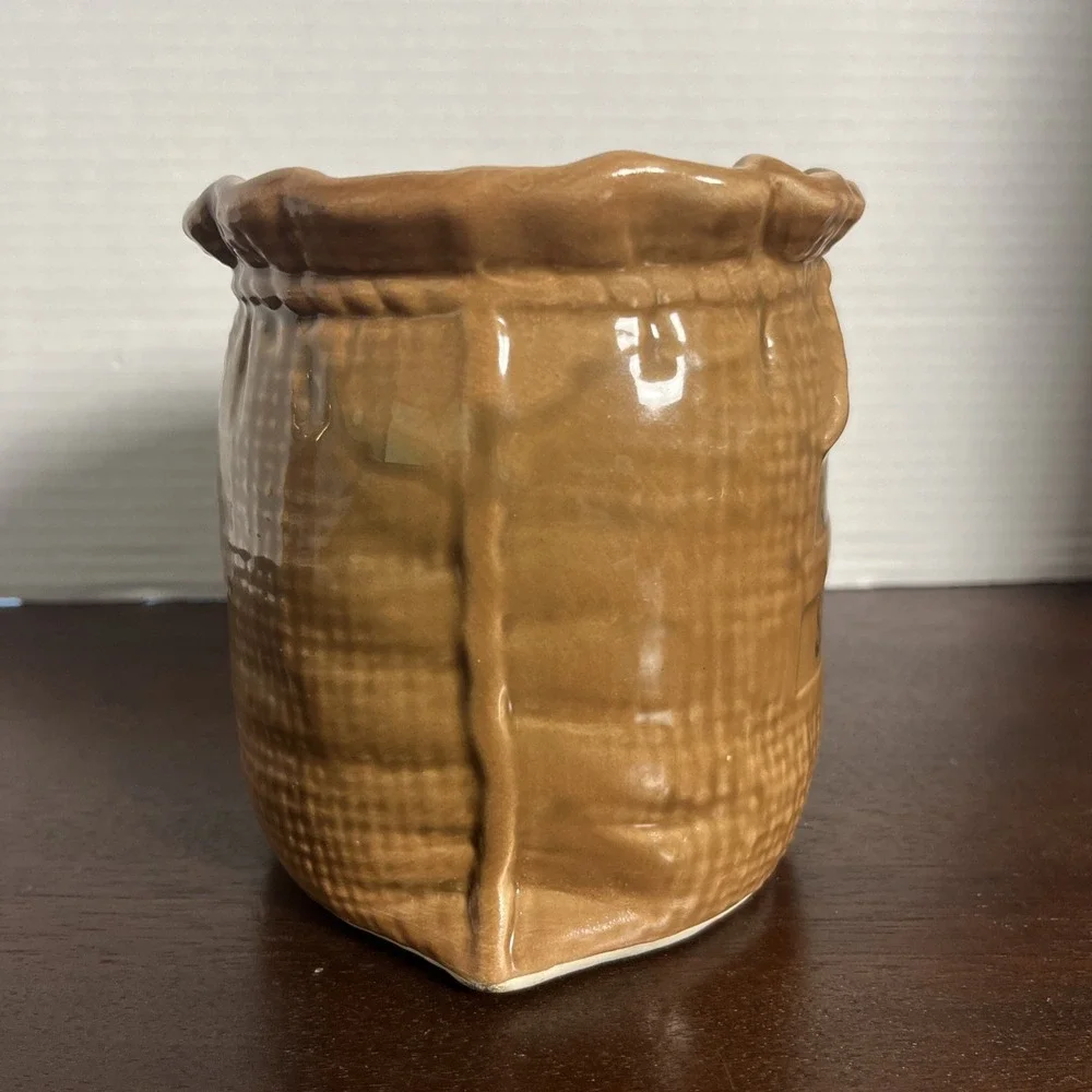 Vintage House of Webster Ceramics Sack O' Somethin Glazed Canister Planter Vase